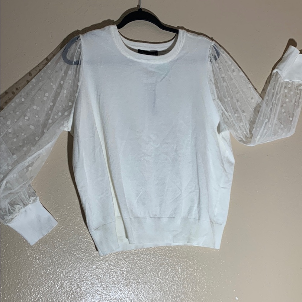 Elegant White Sheer Sleeve Top